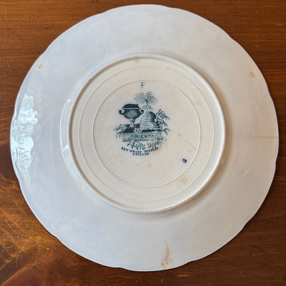 Antique New Wharf Pottery “Oriental” Flow Blue Plate - Picture 2 of 14